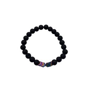 Cundo Lava Rock Beads Stretch Bracelet With Multicolor Accent
